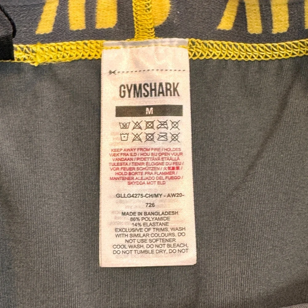 NWT Gymshark Fit Seamless‎ Crop Leggings Charcoal Yellow Medium M Athleisure